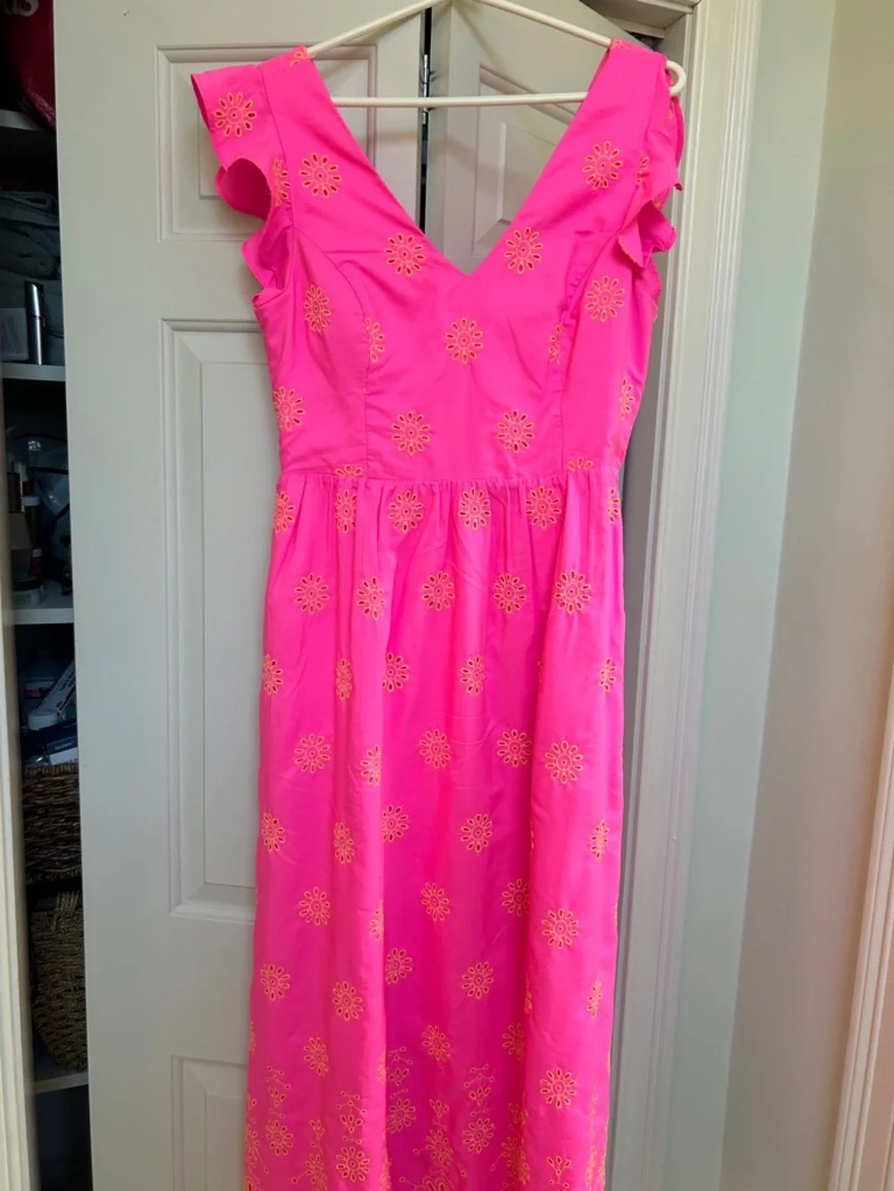 Lilly Pulitzer Lillyanne Pink and White Eyelet Midi Dress - Picture 2 of 3